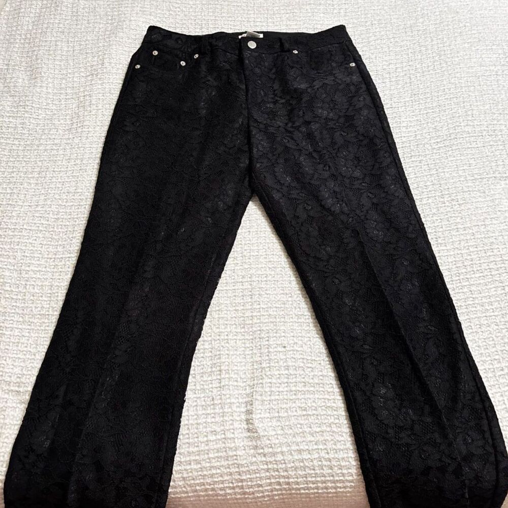 Jendo Womens Black‎ Lace Straight Leg Pants Slim Fit Dressy Size 10 Fairygrunge